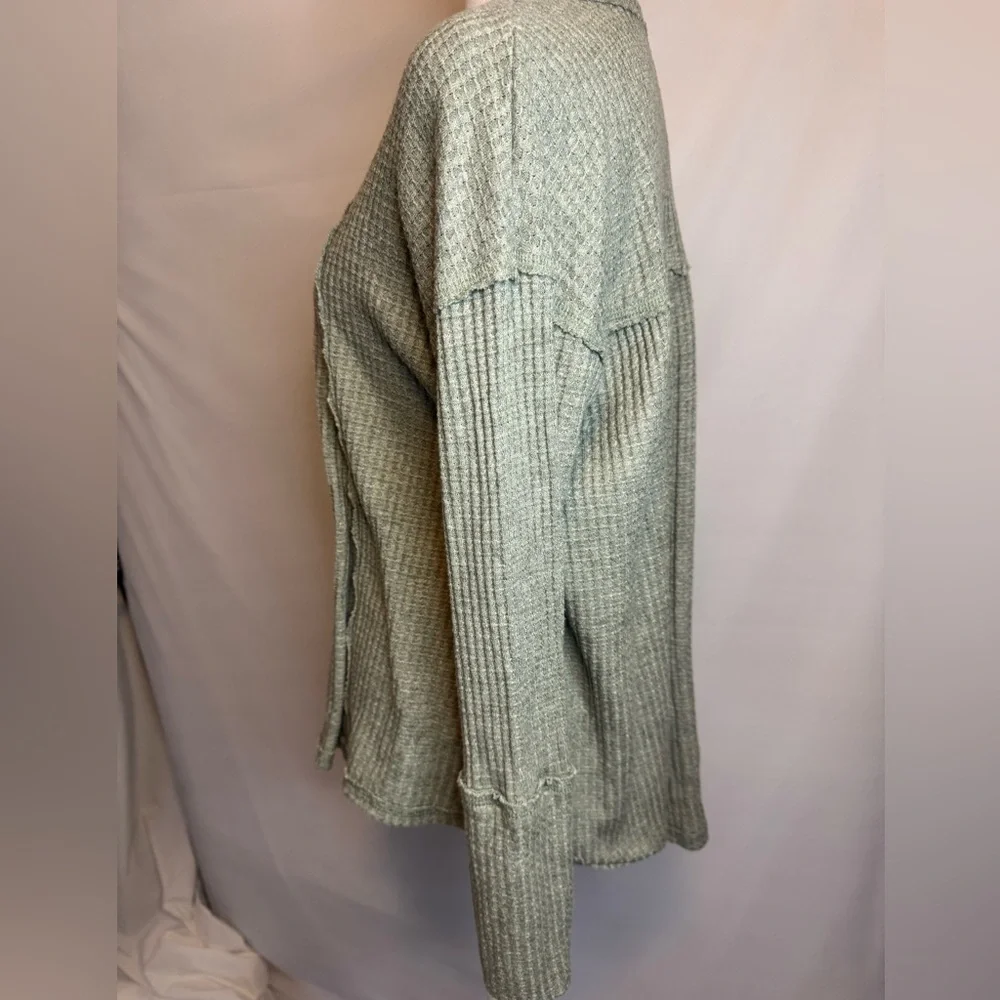 Altar'd State Sage Waffle Knit Lightweight T/Sweater